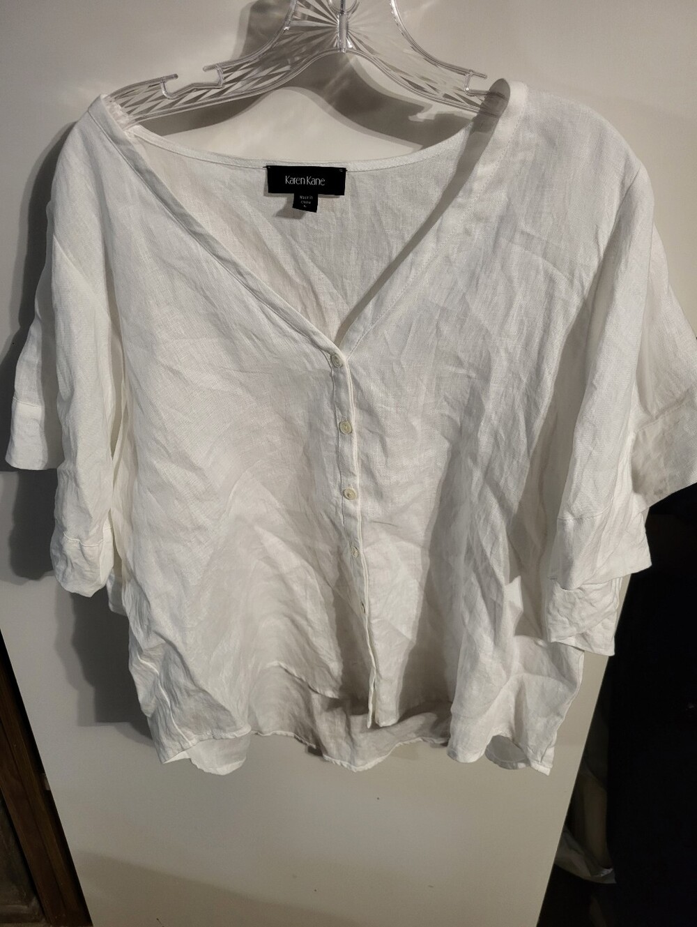 KAREN KANE LINEN GAUZE WHITE TOP SZ L